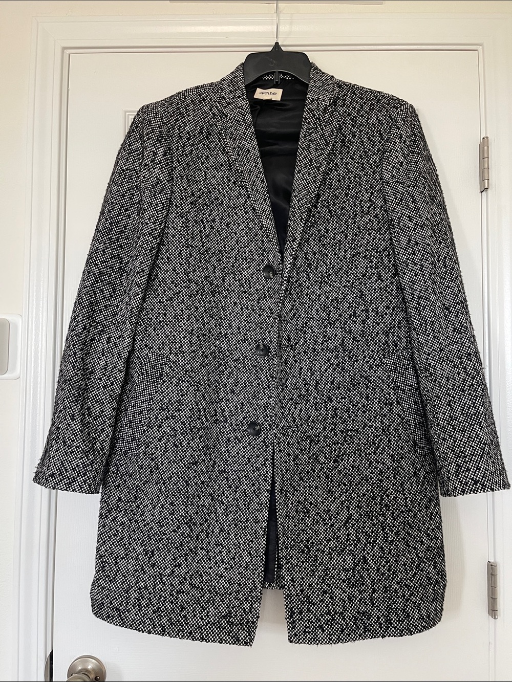 Open Edit men Black & White Tweed Pea coat/jacket size L